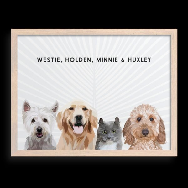 Custom Four Pet Portrait