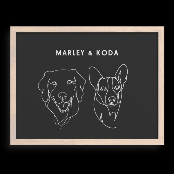 Custom Two Pet Line Drawing Portrait