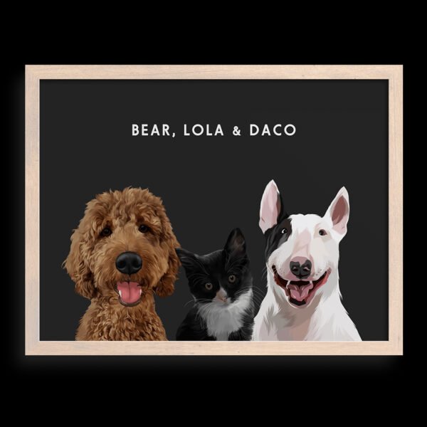 Custom Three Pet Portrait