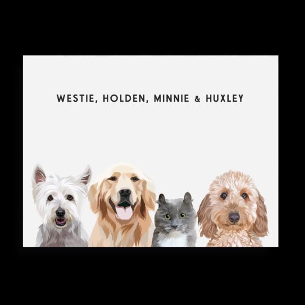 Custom Four Pet Portrait