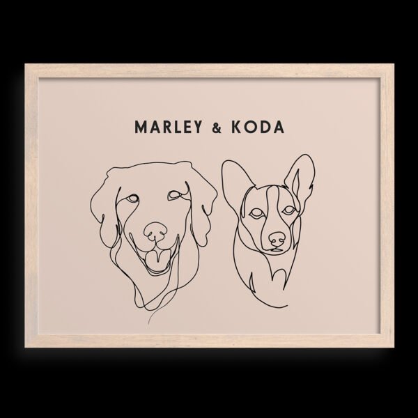 Custom Two Pet Line Drawing Portrait