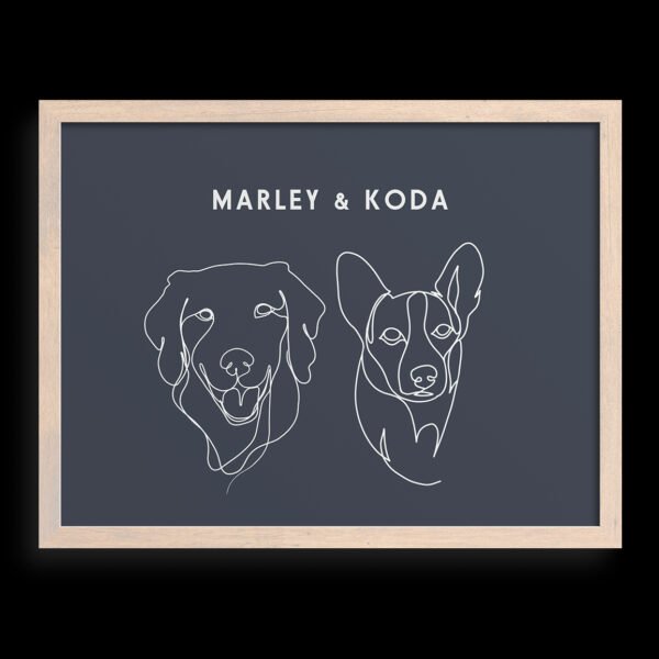 Custom Two Pet Line Drawing Portrait