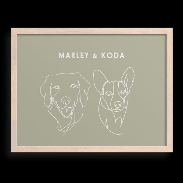 Custom Two Pet Line Drawing Portrait