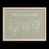 Custom Three Pet Line Drawing Portrait