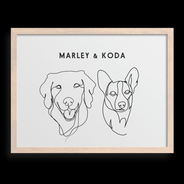Custom Two Pet Line Drawing Portrait