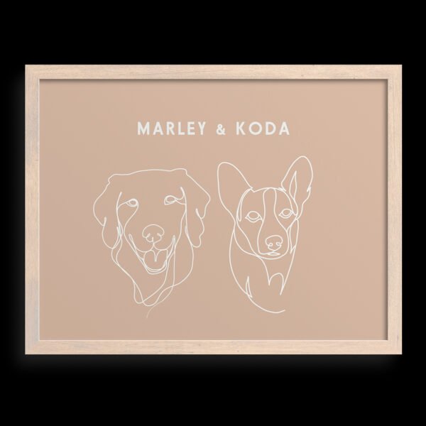 Custom Two Pet Line Drawing Portrait